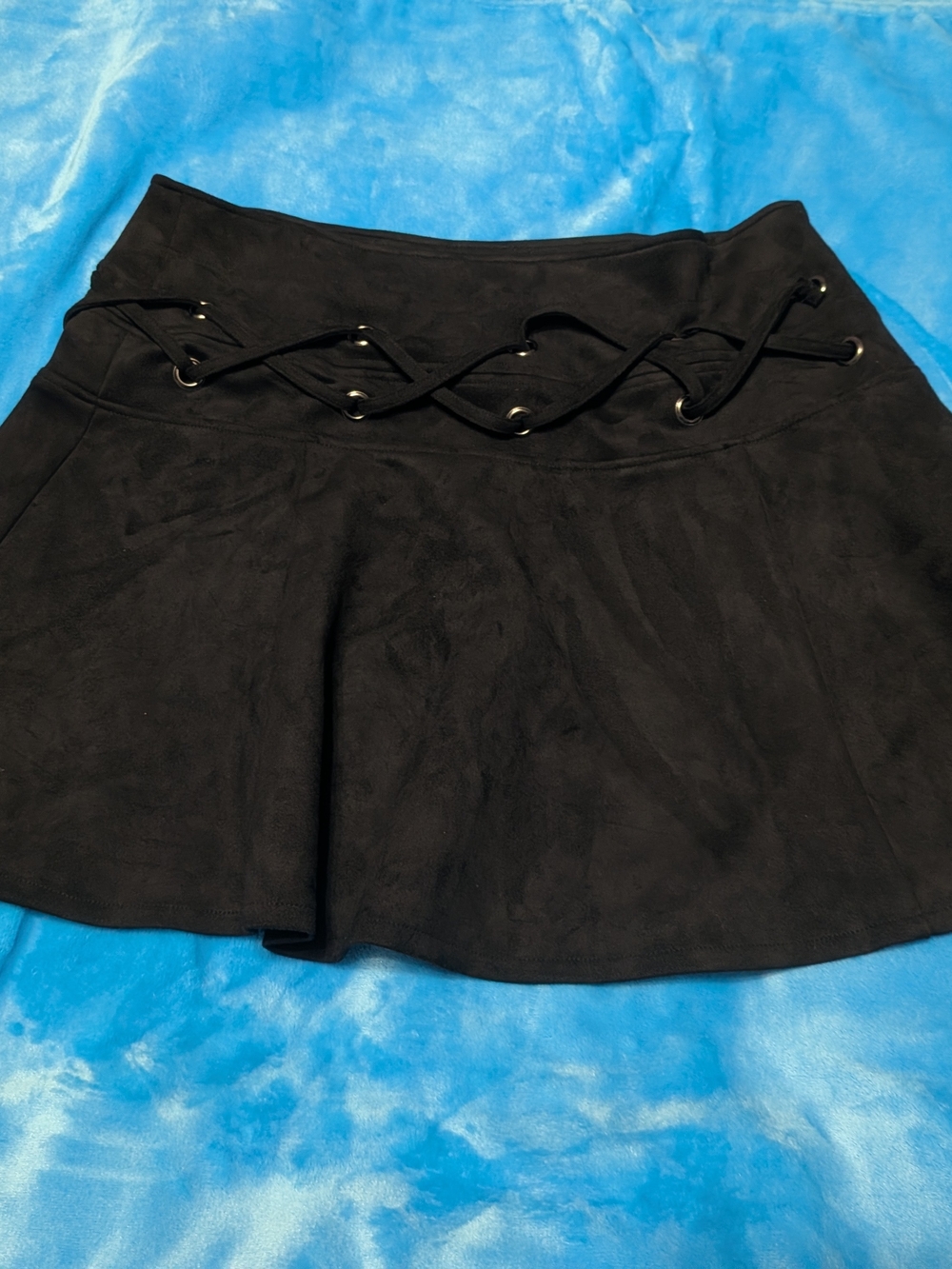 VENUS Black Lace-Up Circle Skirt